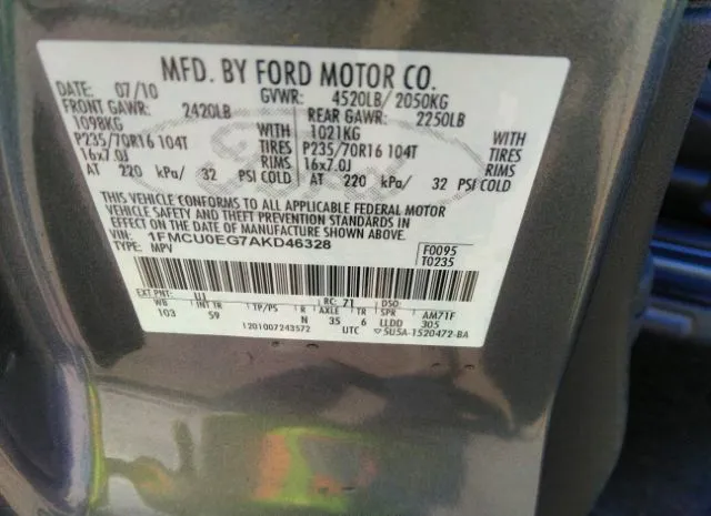 Photo 8 VIN: 1FMCU0EG7AKD46328 - FORD ESCAPE 