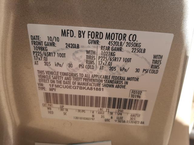 Photo 9 VIN: 1FMCU0EG7BKA81881 - FORD ESCAPE LIM 