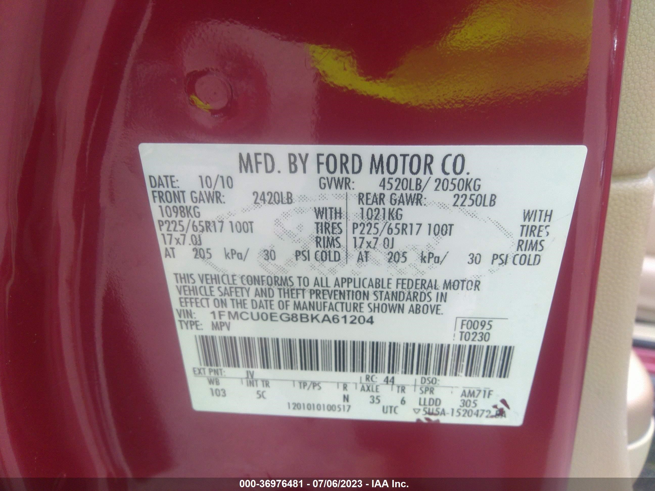 Photo 8 VIN: 1FMCU0EG8BKA61204 - FORD ESCAPE 