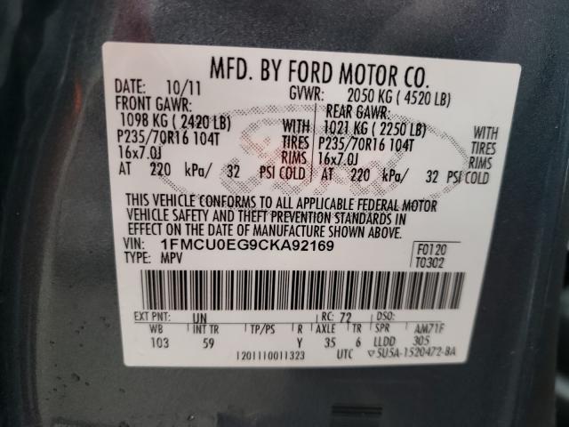 Photo 9 VIN: 1FMCU0EG9CKA92169 - FORD ESCAPE LIM 