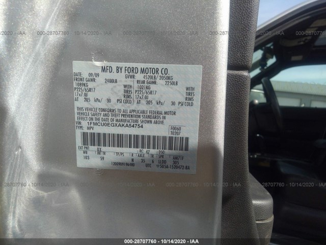 Photo 8 VIN: 1FMCU0EGXAKA54754 - FORD ESCAPE 