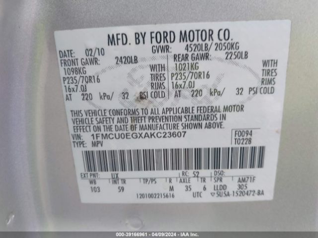 Photo 8 VIN: 1FMCU0EGXAKC23607 - FORD ESCAPE 