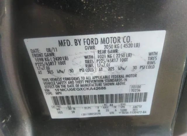 Photo 8 VIN: 1FMCU0EGXCKA42686 - FORD ESCAPE 