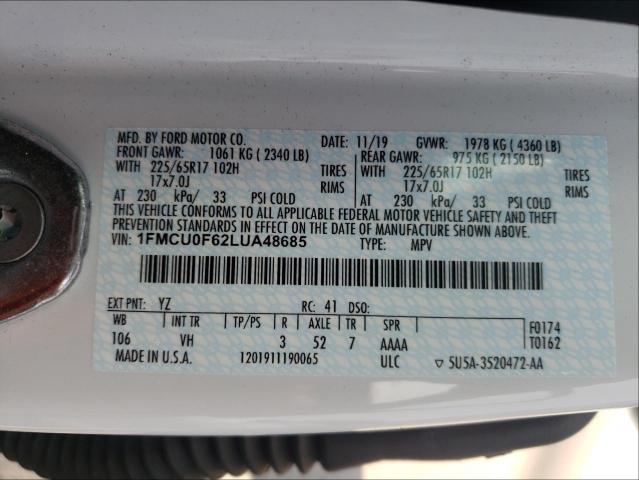 Photo 9 VIN: 1FMCU0F62LUA48685 - FORD ESCAPE S 