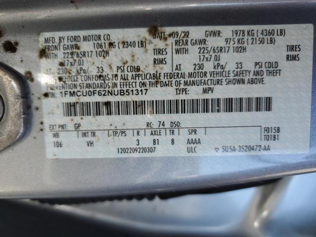 Photo 12 VIN: 1FMCU0F62NUB51317 - FORD ESCAPE S 