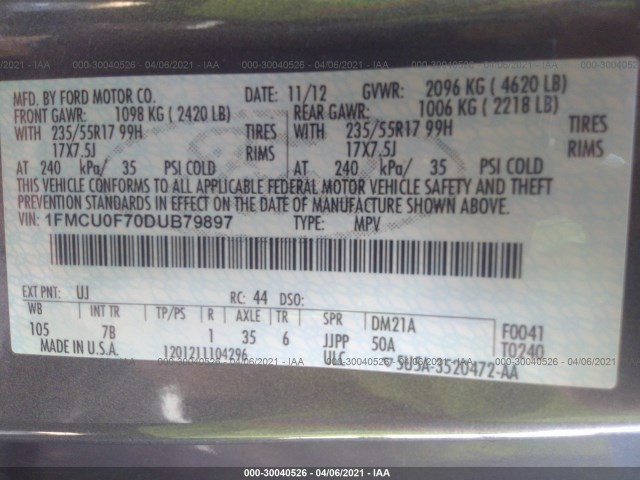 Photo 8 VIN: 1FMCU0F70DUB79897 - FORD ESCAPE 