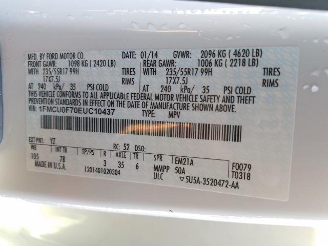 Photo 9 VIN: 1FMCU0F70EUC10437 - FORD ESCAPE S 