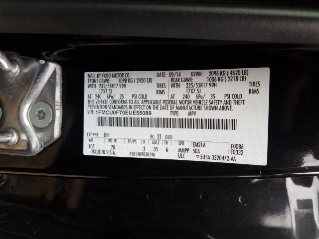 Photo 9 VIN: 1FMCU0F70EUE55089 - FORD ESCAPE S 