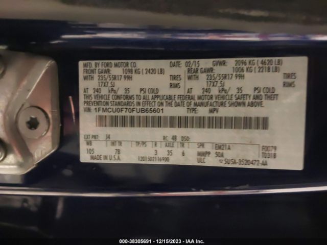 Photo 8 VIN: 1FMCU0F70FUB65601 - FORD ESCAPE 