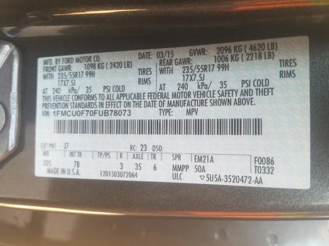 Photo 9 VIN: 1FMCU0F70FUB78073 - FORD ESCAPE 