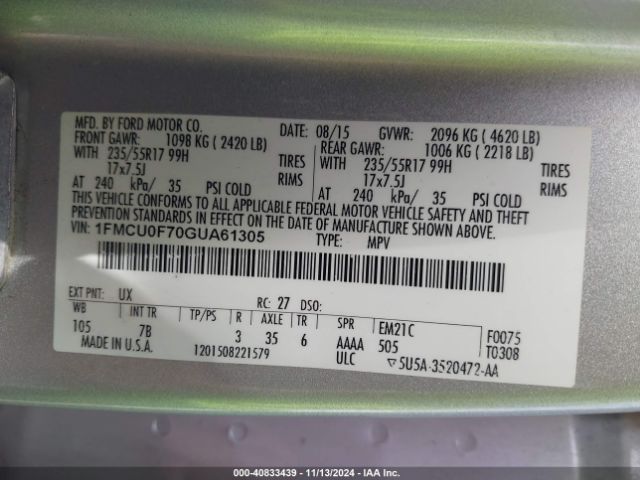 Photo 8 VIN: 1FMCU0F70GUA61305 - FORD ESCAPE 