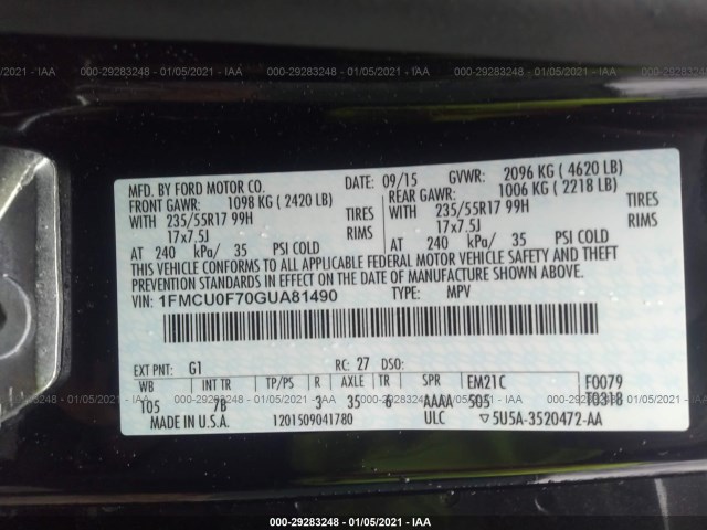 Photo 8 VIN: 1FMCU0F70GUA81490 - FORD ESCAPE 