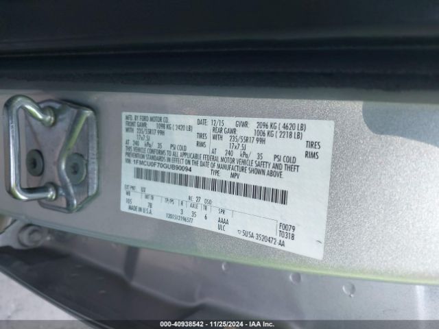 Photo 8 VIN: 1FMCU0F70GUB90094 - FORD ESCAPE 