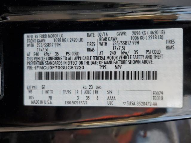 Photo 12 VIN: 1FMCU0F70GUC51220 - FORD ESCAPE S 