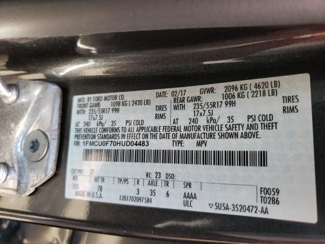 Photo 9 VIN: 1FMCU0F70HUD04483 - FORD ESCAPE 