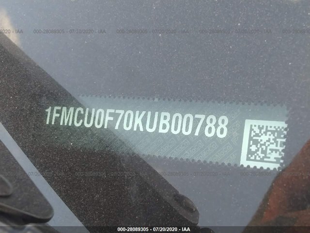 Photo 8 VIN: 1FMCU0F70KUB00788 - FORD ESCAPE 