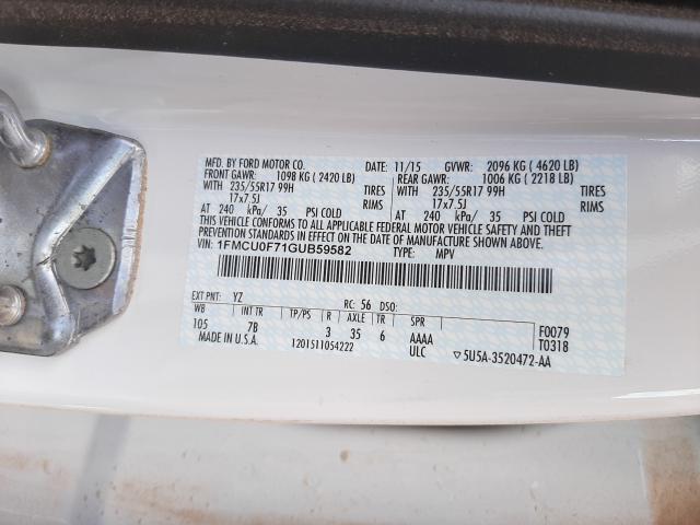 Photo 9 VIN: 1FMCU0F71GUB59582 - FORD ESCAPE S 