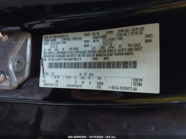 Photo 8 VIN: 1FMCU0F71HUB79073 - FORD ESCAPE 