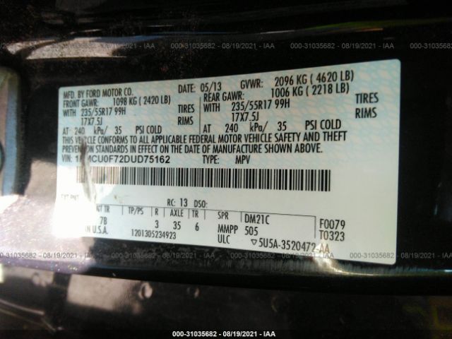 Photo 8 VIN: 1FMCU0F72DUD75162 - FORD ESCAPE 