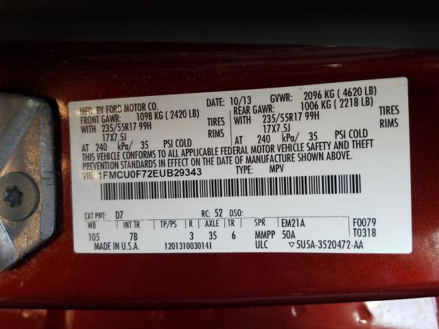 Photo 9 VIN: 1FMCU0F72EUB29343 - FORD ESCAPE S 