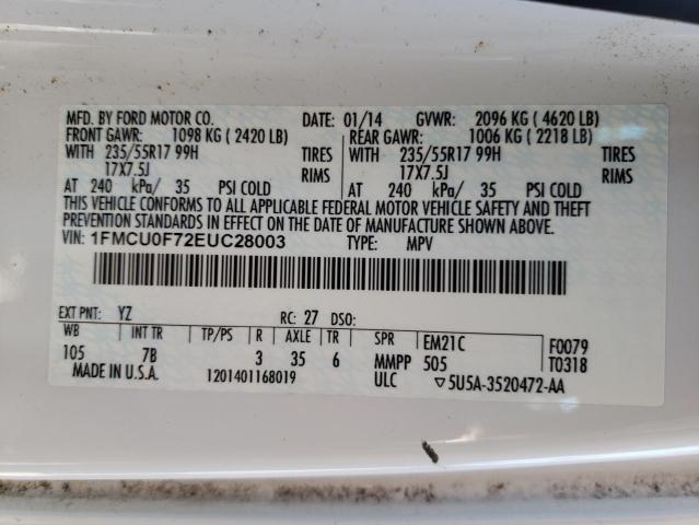 Photo 12 VIN: 1FMCU0F72EUC28003 - FORD ESCAPE S 