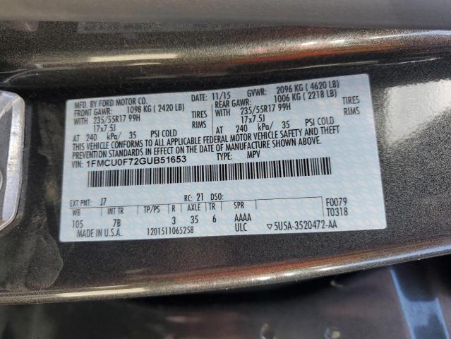 Photo 13 VIN: 1FMCU0F72GUB51653 - FORD ESCAPE S 