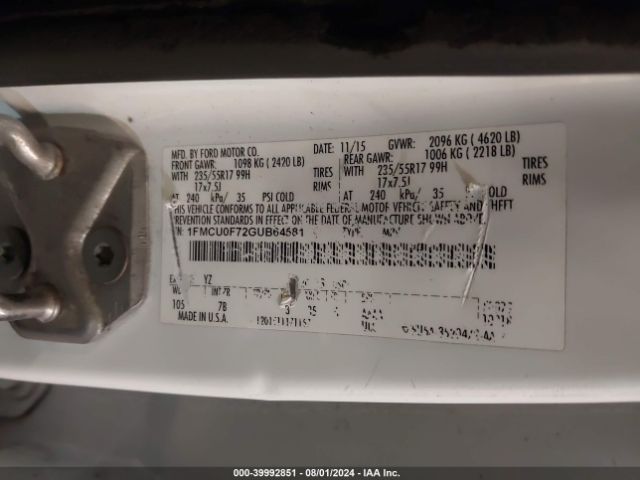 Photo 8 VIN: 1FMCU0F72GUB64581 - FORD ESCAPE 