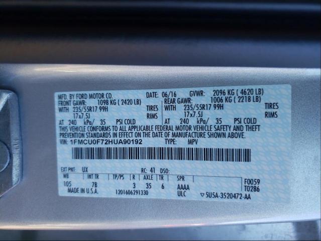 Photo 9 VIN: 1FMCU0F72HUA90192 - FORD ESCAPE 