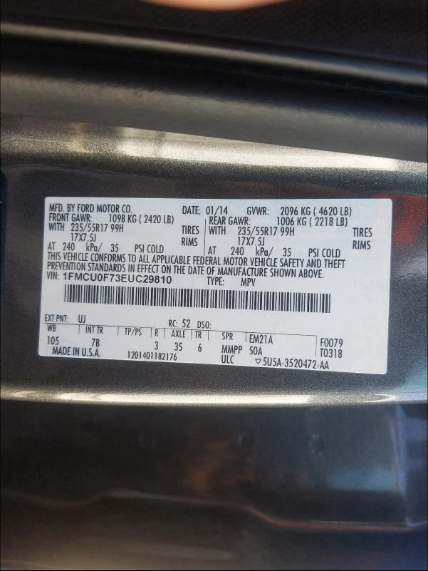 Photo 9 VIN: 1FMCU0F73EUC29810 - FORD ESCAPE 