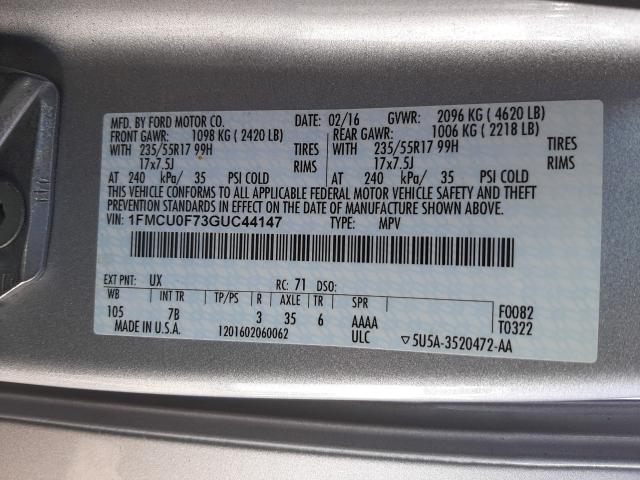 Photo 9 VIN: 1FMCU0F73GUC44147 - FORD ESCAPE S 