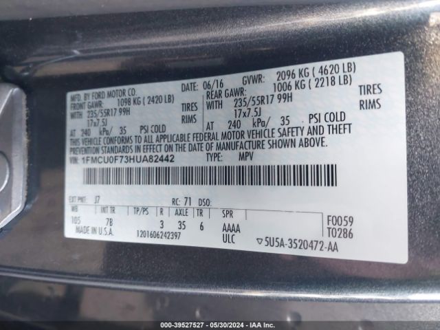 Photo 8 VIN: 1FMCU0F73HUA82442 - FORD ESCAPE 