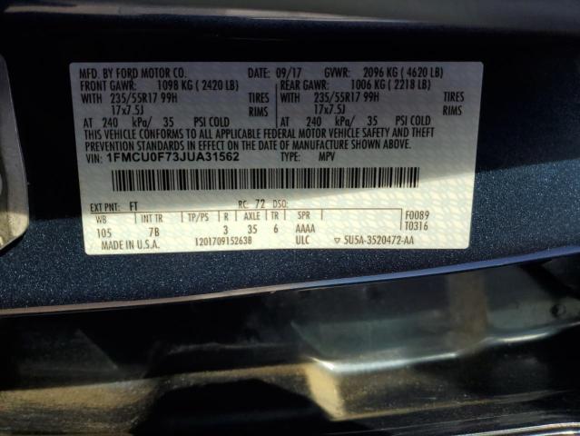 Photo 12 VIN: 1FMCU0F73JUA31562 - FORD ESCAPE 