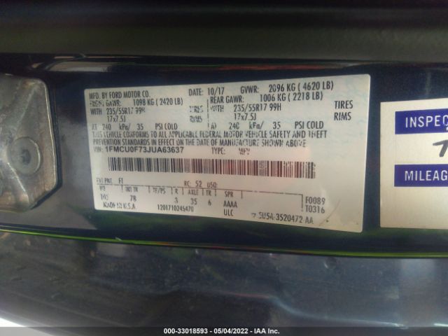 Photo 8 VIN: 1FMCU0F73JUA63637 - FORD ESCAPE 