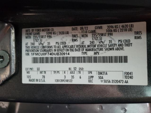 Photo 12 VIN: 1FMCU0F74DUB30914 - FORD ESCAPE S 