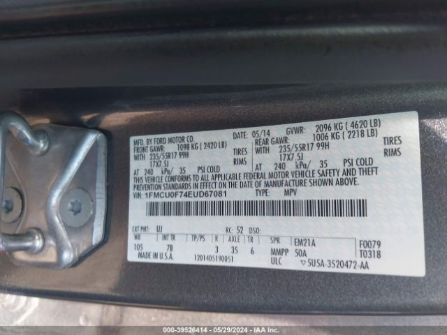 Photo 8 VIN: 1FMCU0F74EUD67081 - FORD ESCAPE 