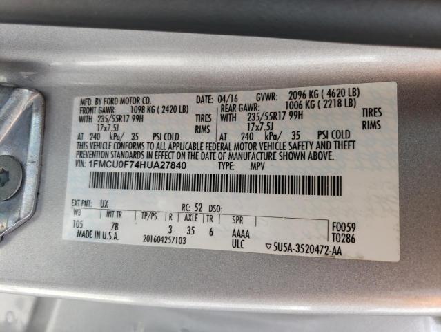 Photo 12 VIN: 1FMCU0F74HUA27840 - FORD ESCAPE S 