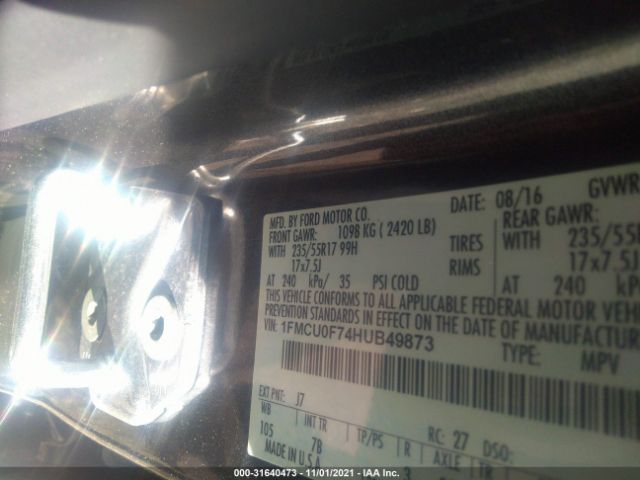 Photo 8 VIN: 1FMCU0F74HUB49873 - FORD ESCAPE 