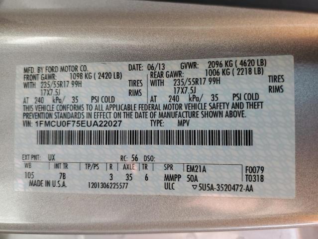 Photo 9 VIN: 1FMCU0F75EUA22027 - FORD ESCAPE S 