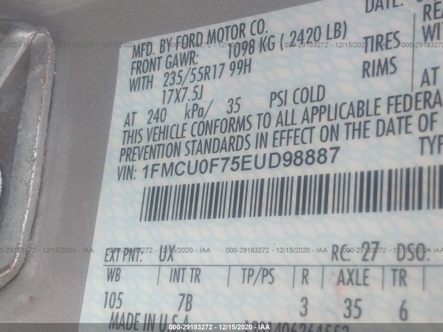 Photo 8 VIN: 1FMCU0F75EUD98887 - FORD ESCAPE 