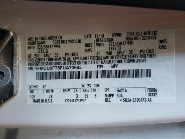 Photo 9 VIN: 1FMCU0F75FUA73965 - FORD ESCAPE S 