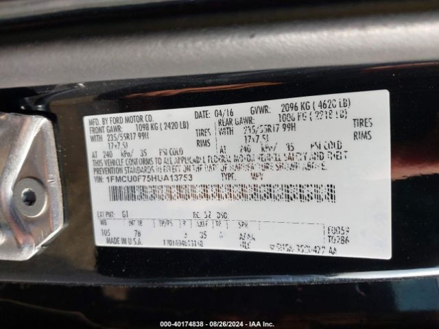 Photo 8 VIN: 1FMCU0F75HUA13753 - FORD ESCAPE 