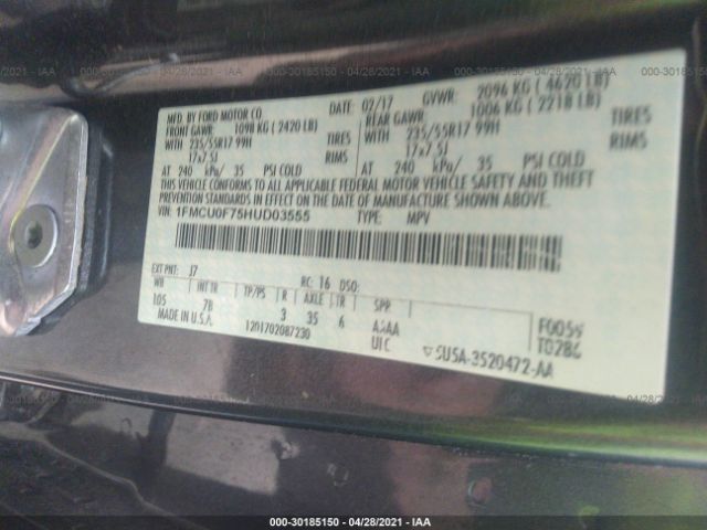 Photo 8 VIN: 1FMCU0F75HUD03555 - FORD ESCAPE 