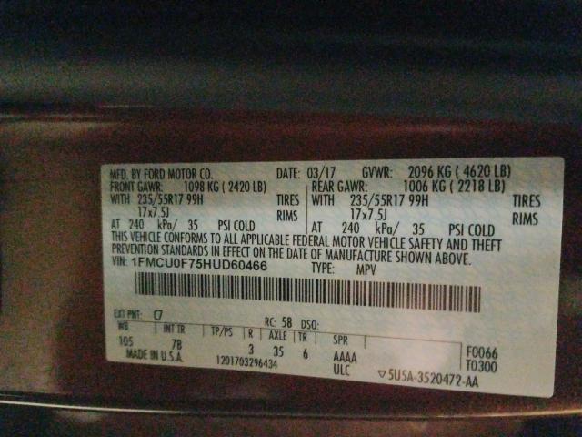 Photo 9 VIN: 1FMCU0F75HUD60466 - FORD ESCAPE S 