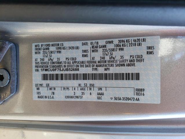 Photo 13 VIN: 1FMCU0F75JUB52688 - FORD ESCAPE 