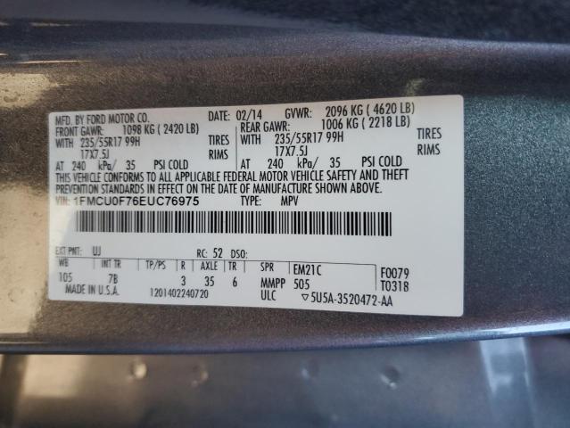 Photo 12 VIN: 1FMCU0F76EUC76975 - FORD ESCAPE 