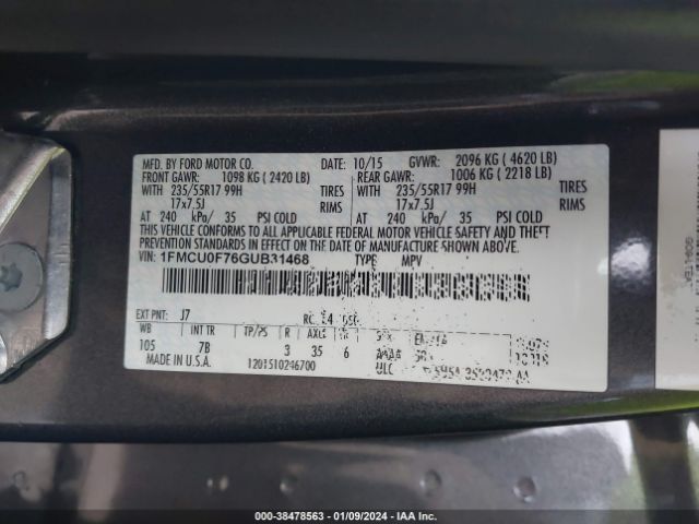 Photo 8 VIN: 1FMCU0F76GUB31468 - FORD ESCAPE 