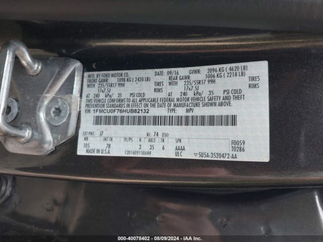 Photo 8 VIN: 1FMCU0F76HUB82132 - FORD ESCAPE 