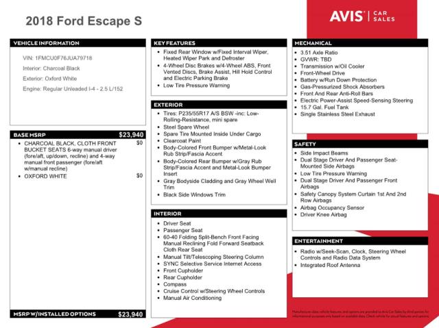 Photo 12 VIN: 1FMCU0F76JUA79718 - FORD ESCAPE S 