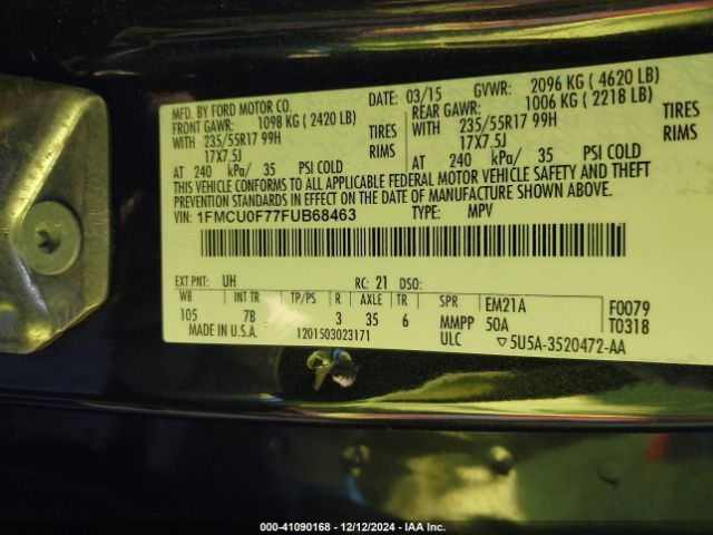 Photo 8 VIN: 1FMCU0F77FUB68463 - FORD ESCAPE 