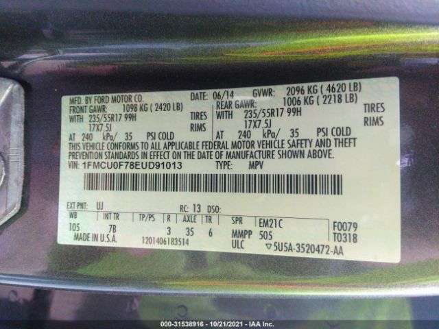 Photo 8 VIN: 1FMCU0F78EUD91013 - FORD ESCAPE 